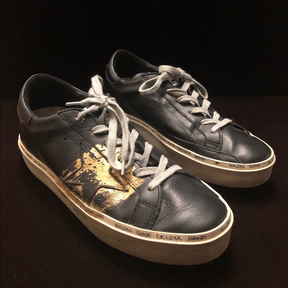 GOLDEN GOOSE Gold Leaf Black Hi Star Sneakers